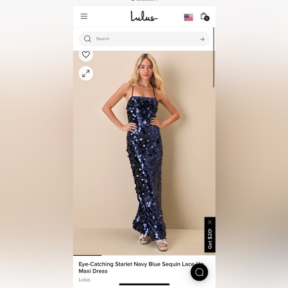 Lulu’s Eye-Catching Starlet Navy Blue Sequin Lace-Up Maxi Dress - Picture 1 of 4